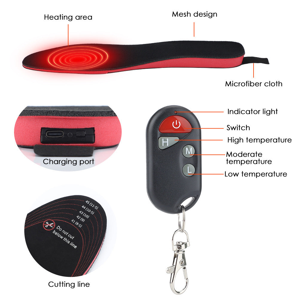 Heated Insoles For Men and  Women Rechargeable Heating Boot Insole Feet Warmer Pads